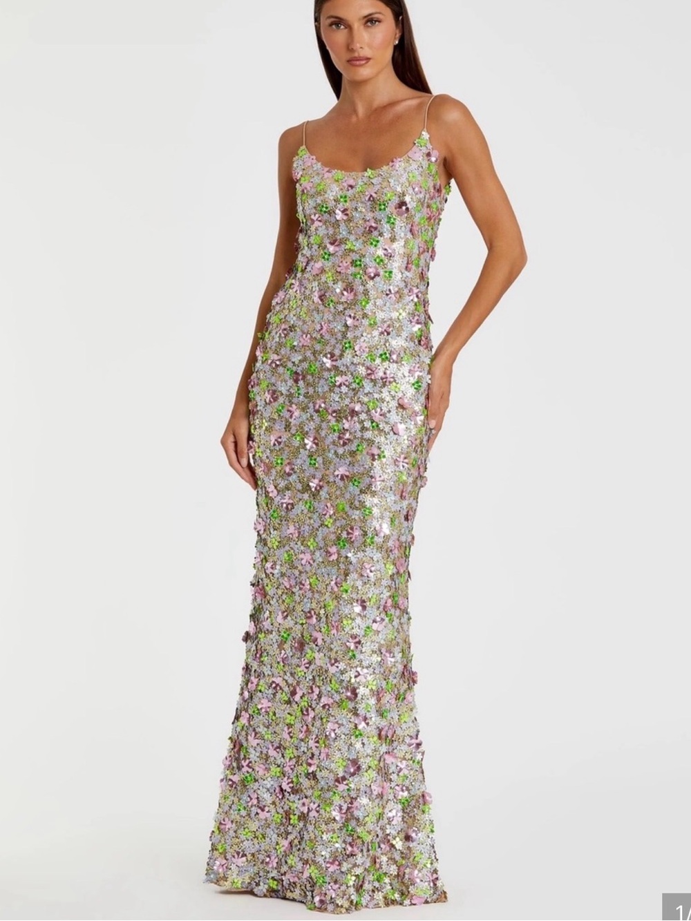 Mac Duggal 6153 Multicolor Sleeveless Floral Paillette Embellished Mesh Gown 2